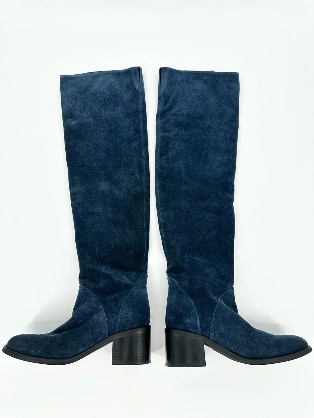 Jeffrey Campbell Ryding Over The Knee Boot In Navy Suede